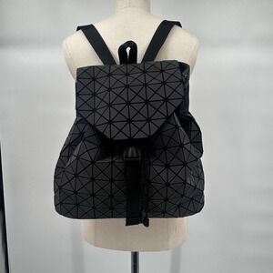 Geometric Prism Backpack Black Foldover Drawstring Bag Women's Fashion